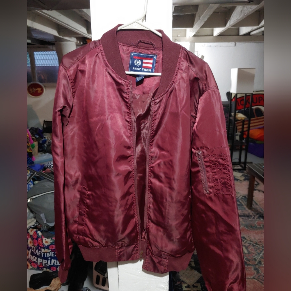 Phat Farm Burgundy Bomber Jacket